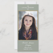 Beerdigung Gedenkkarte Foto Grüne Gebetskarte (Vorderseite)