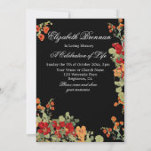 Beerdigung Gedenkstätte Foto Blumenschwarze Feier Einladung (Rückseite)