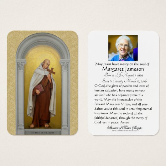 Beerdigung Gedenkstätte Heilige Karte St. John of  (Vorne & Hinten)