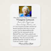 Beerdigung Gedenkstätte Heilige Karte St. John of  (Rückseite)