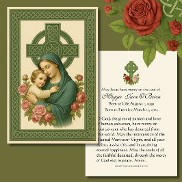 Beerdigung Gedenkstätte Irish Celtic Cross Mary Je Visitenkarte