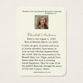 Beerdigung Gedenkstätte Jesus Gebet Heilige Karte (Rückseite)