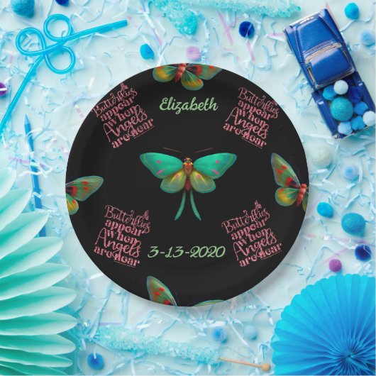 Beerdigung Gedenkstätte Personalisierte Schmetterl Pappteller (Party)