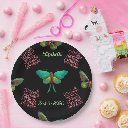 Beerdigung Gedenkstätte Personalisierte Schmetterl Pappteller (Party)