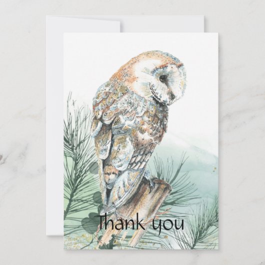 Beerdigung Gedenkstein Danke Wasserfarbe Barn Owl (Vorderseite)