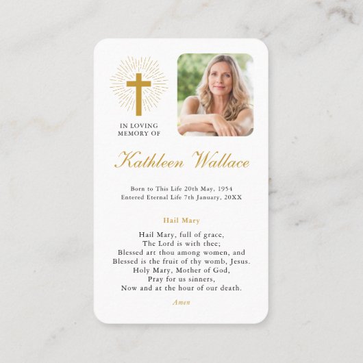 Beerdigung Glass Mary Gebet Sympathiekarte Visitenkarte (Rückseite)