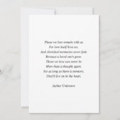 Beerdigung | Gold | In Love Memory Foto (Rückseite)