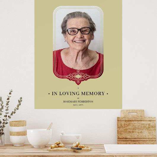 Beerdigung Goldener Effekt Ornamental Geblüht Foto Poster (Küche)