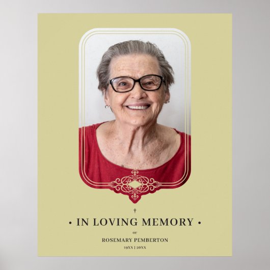 Beerdigung Goldener Effekt Ornamental Geblüht Foto Poster (Vorne)