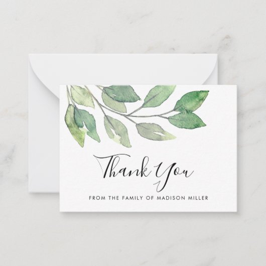 Beerdigung Greenery Beileid Mitteilungskarte (Vorderseite)