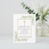 Beerdigung Greenery Christliches Foto Gedicht Dankeskarte (Stehend Vorderseite)