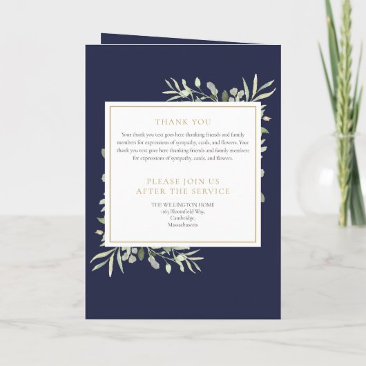 Beerdigung Greenery Gedenkorden gefälscht Programm (Rückseite)