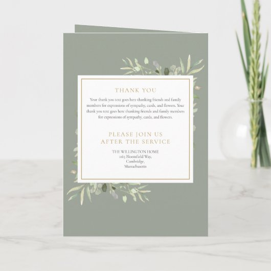 Beerdigung Greenery Gedenkorden gefälscht Programm (Rückseite)