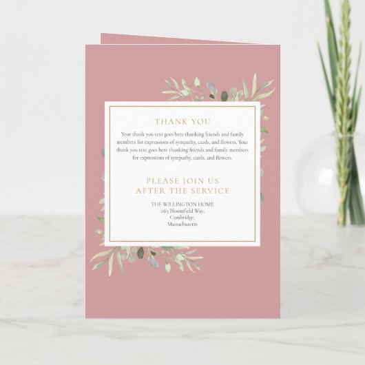 Beerdigung Grüne Gedenkstätte geklappte Dienstordn Programm (Rückseite)