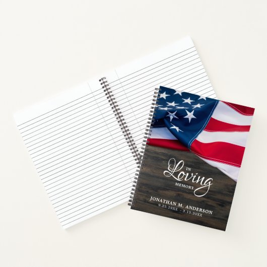 Beerdigung Guestbook American Flag Memorial Patrio Notizblock (Innenseite)