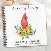 Beerdigung Guestbook Memorial Sunflowers Kardinal Notizblock