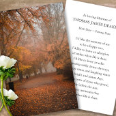 Beerdigung Herbstdenkmal Gebet Sympathiekarten Visitenkarte