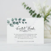 Beerdigung Herz Dank Watercolor Green Blätter Dankeskarte (Stehend Vorderseite)