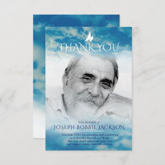 Beerdigung Himmel Foto Familie danke Karte (Vorne/Hinten)