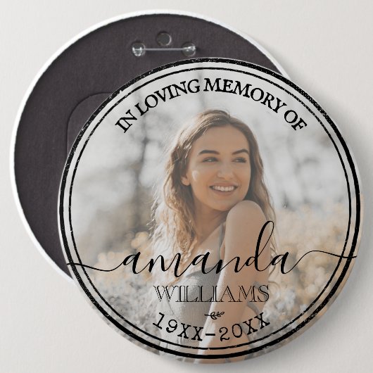 Beerdigung im Foto der Erinnerung Button (Vorne & Hinten)