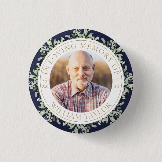 Beerdigung im Foto "Erinnerungsgrün" Button (Vorderseite)