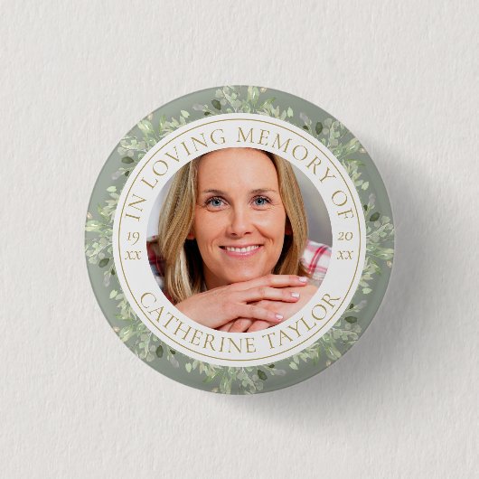 Beerdigung im Foto "Erinnerungsgrün" Button (Vorderseite)