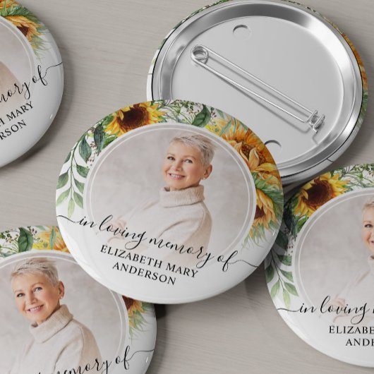 Beerdigung im Foto Sonnenblumen Button