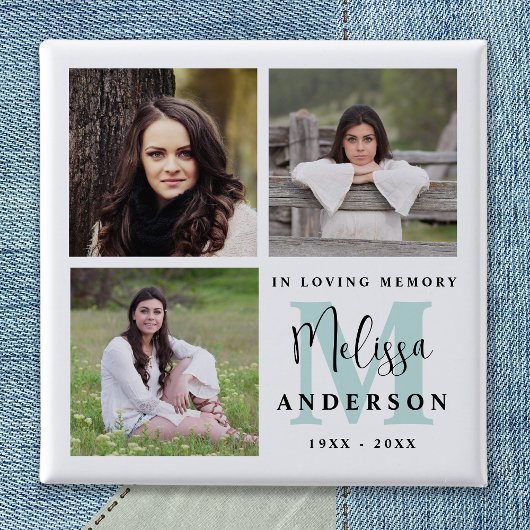 Beerdigung im Love Memory Monogram Foto Button