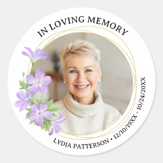 Beerdigung in liebenden Gedächtnis Custom Foto Blo Runder Aufkleber (Vorderseite)