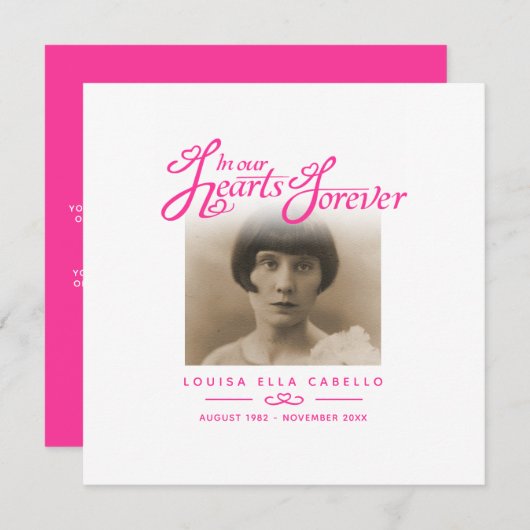 Beerdigung in unseren Herzen ist sie gegangen Gedi Mitteilungskarte (Vorne/Hinten)