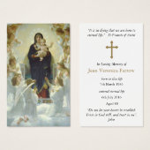 Beerdigung Jungfrau mit Engeln Gebet Sympathiekart (Vorne & Hinten)