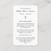 Beerdigung Katholische St. Thérèse Gebet Sympathy Visitenkarte (Rückseite)