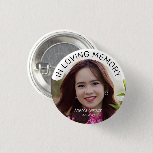 Beerdigung Keepake Foto Gedenkfeier Tribut Button (Vorne & Hinten)