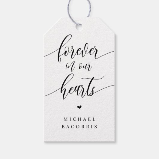 Beerdigung, Kerze, Moderne Kalligraphie, Schwarze  Geschenkanhänger (Vorderseite)