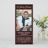 Beerdigung Lesezeichen Card Kariertes Foto Gedenks (Stehend Vorderseite)