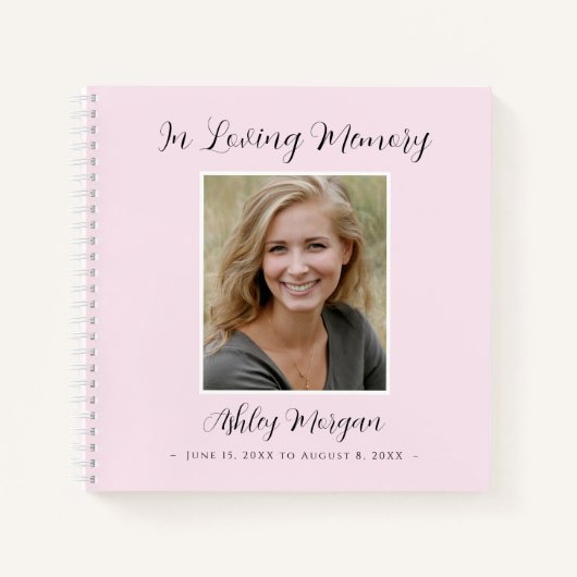 Beerdigung, Liebe Erinnerung, bleich rosa, Namensd Notizblock (Vorderseite)