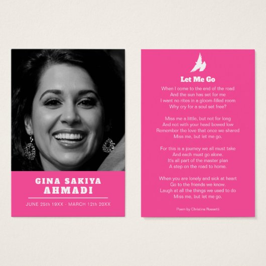 Beerdigung ließ mir zu gehen weißen Taube Gedicht  (Vorne & Hinten)