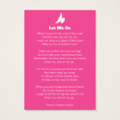 Beerdigung ließ mir zu gehen weißen Taube Gedicht  (Rückseite)