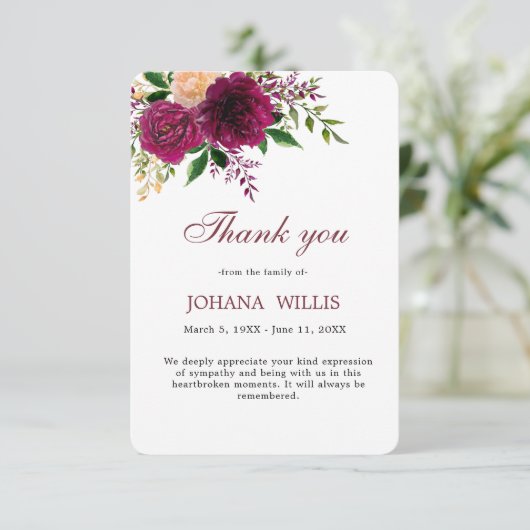 Beerdigung Lila Gedenkstätte Dankeschön Karte (Stehend Vorderseite)