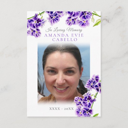 Beerdigung lila Himmel Blume Gedicht Foto halten S Begleitkarte (Vorderseite)