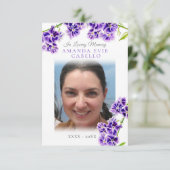 Beerdigung lila Himmel Blume Gedicht Foto halten S Begleitkarte (Stehend Vorderseite)