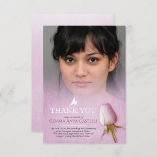 Beerdigung lila Rose Foto Familie danke Karte