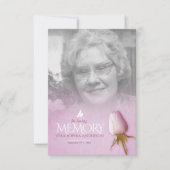 Beerdigung lila Rose Foto Gedenkgedicht (Vorderseite)