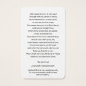 Beerdigung Lincoln Memorial Gebet Sympathiekarten (Rückseite)