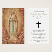 Beerdigung Loss Lady Lourdes Gebet Sympathiekarten (Vorne & Hinten)