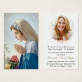 Beerdigung Loss Mary Gebet Sympathiekarten (Vorne & Hinten)