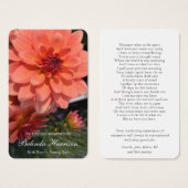 Beerdigung Loss Orange Dahlia Gebet Sympathiekarte (Vorne & Hinten)