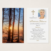 Beerdigung Loss Suns Rays Gebet Sympathiekarten (Vorne & Hinten)