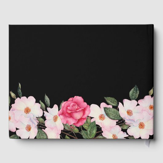 Beerdigung Love Eine Wasserfarbe Rosa Weiße Rosen Gästebuch (Rückseite)