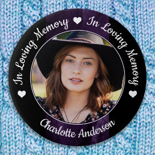 Beerdigung Love Memory Foto Lila Marble Memorial Button